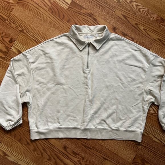 Standard Cloth Slouchy Oversized Collared Quarter-Zip Sweatshirt - Picture 2 of 10